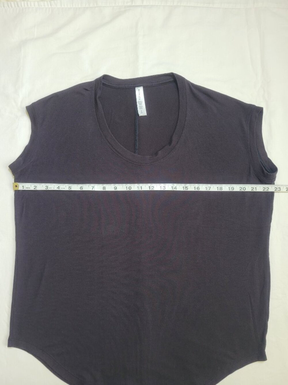 Athleta CYA Scoop Neck Cap Sleeve Tee Shirt Black Small Athletic Workout - Picture 6 of 7